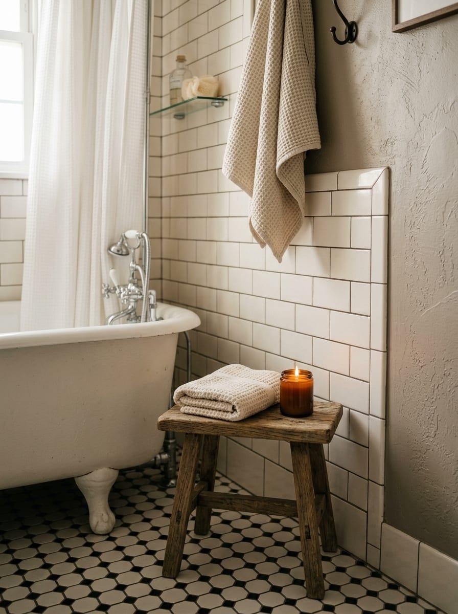 Cozy Bathroom Corner Stool