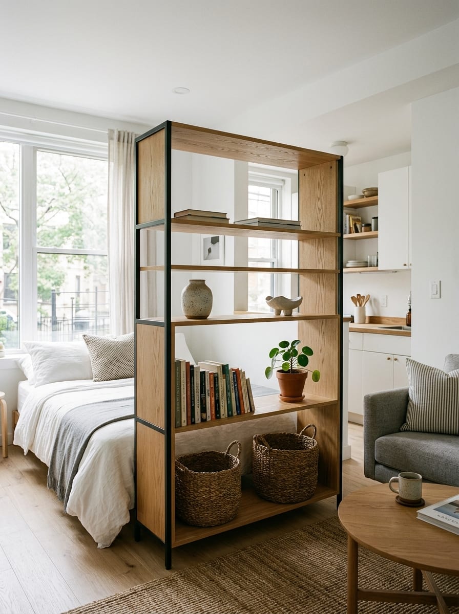 Open Shelf Bedroom Divider