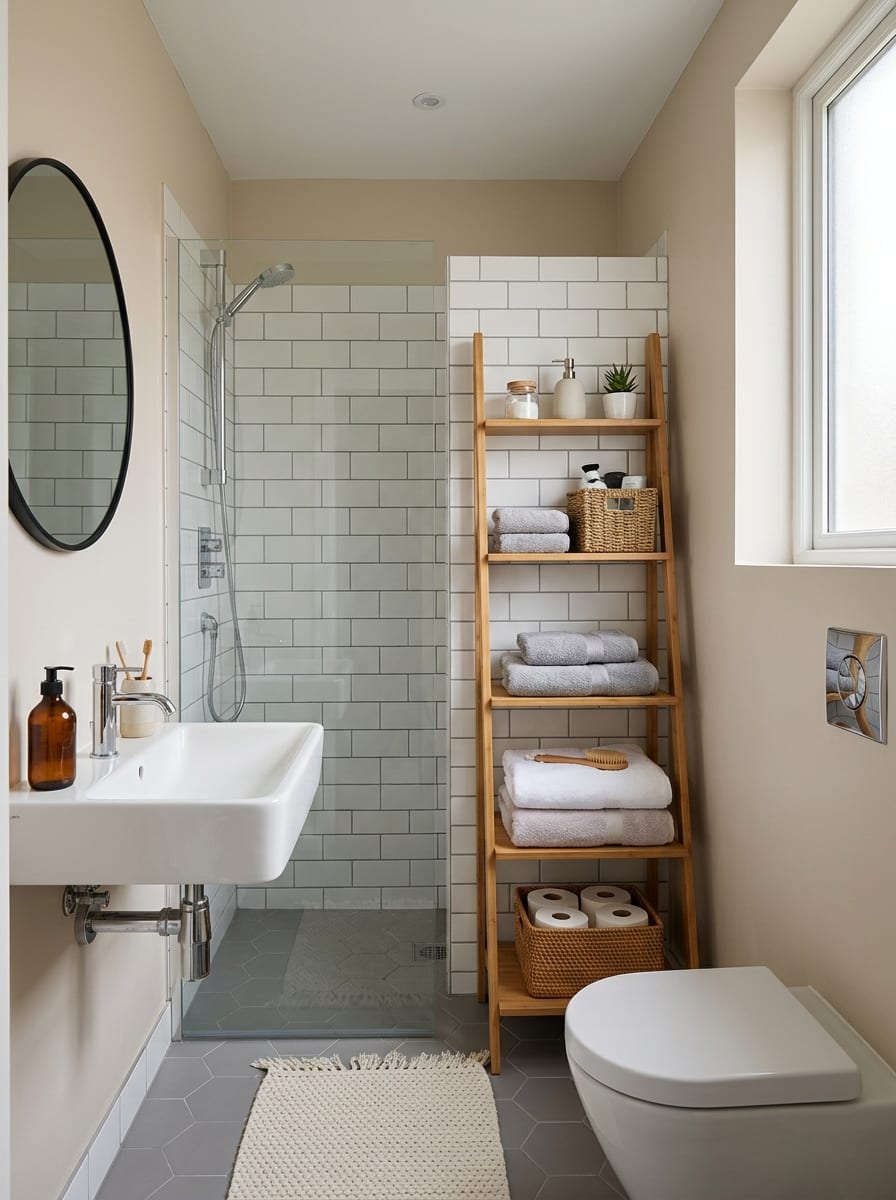 Small Bathroom Storage Ladder
